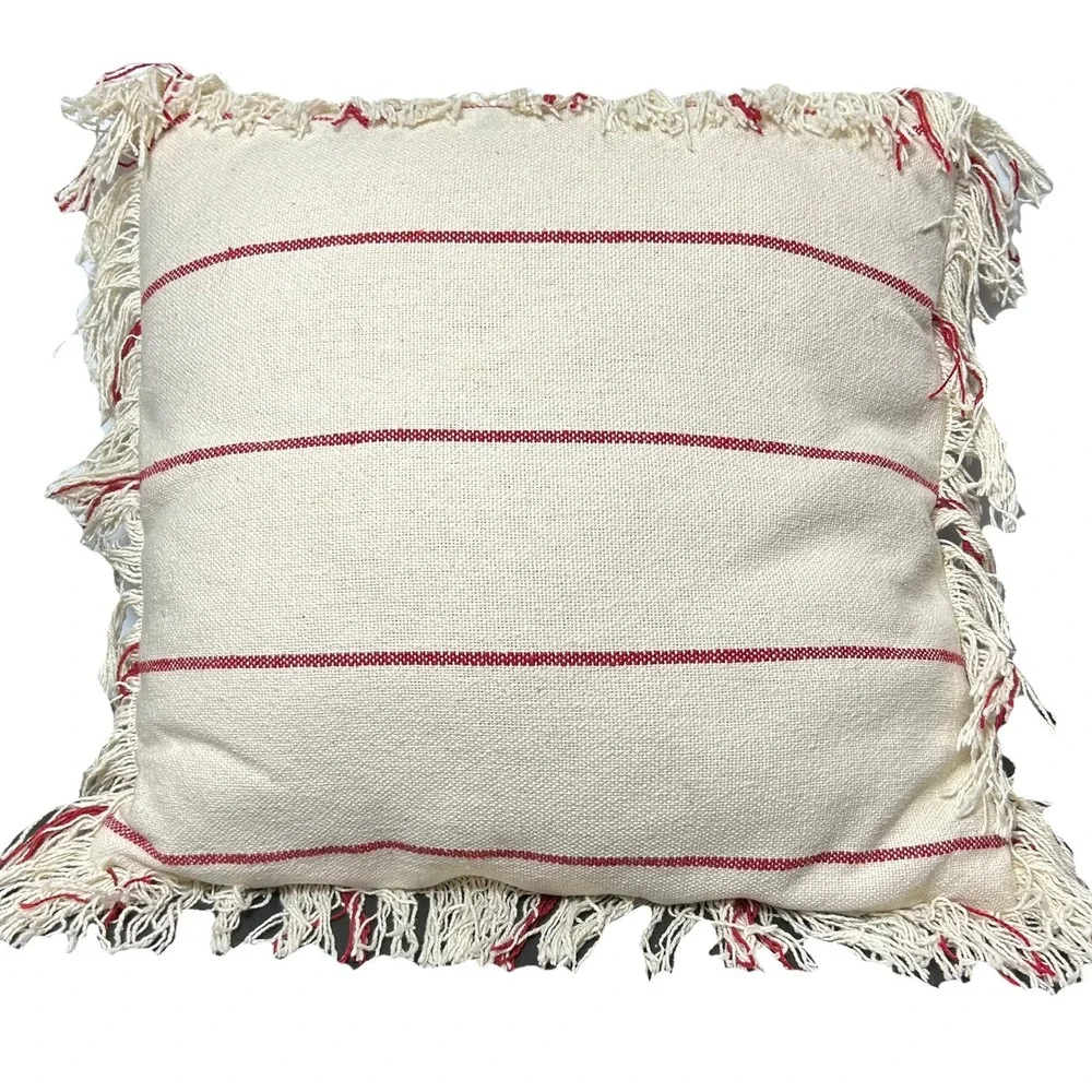 Christmas Throw Pillow Tis The Season Jolly Holly Maroon Berries ZIPS 19